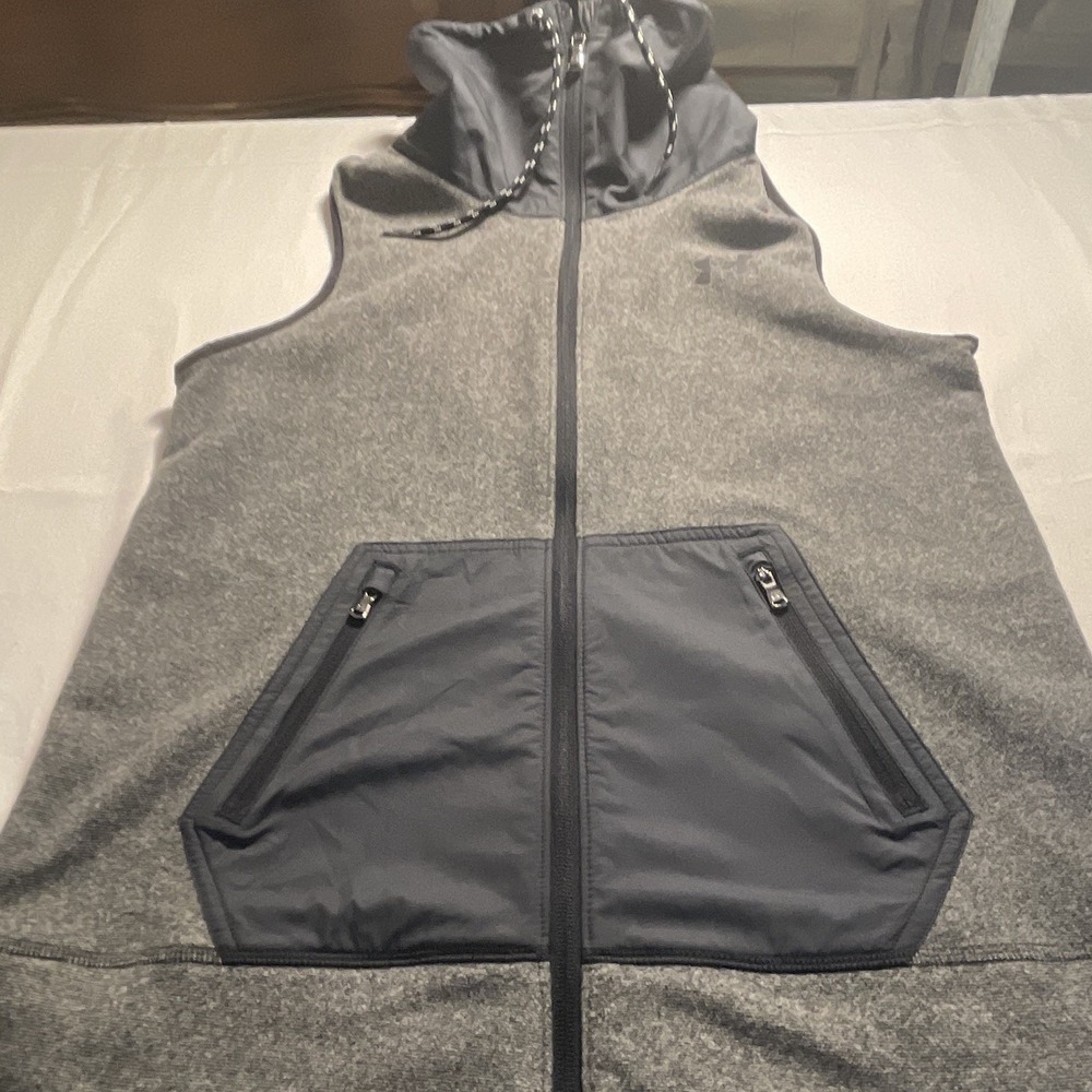 Under Armour ColdGear Men's Full-Zip Hooded Vest Pockets‎ Gray/Black S
